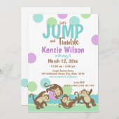 Invitation Jump et Tumble Monkey fête d'anniversaire (Devant / Derrière)