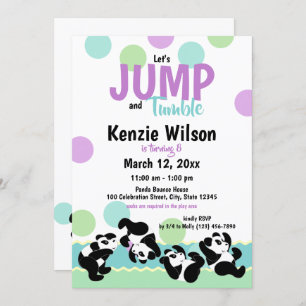 Invitation Jump et Tumble Pandas fête d'anniversaire