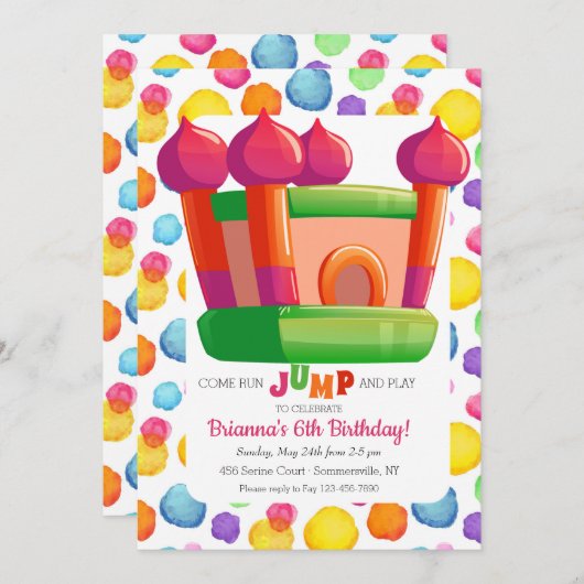 Invitation Jump Jouer Anniversaire (Devant / Derrière)