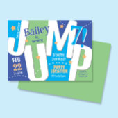 Invitation Jump Party Cute Blue Green Boy Anniversaire