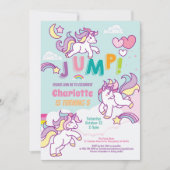 Invitation Jump party unicorne fille anniversaire pastel coul (Devant)