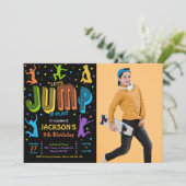 Invitation Jump Photo Anniversaire Trampoline Party (Debout devant)