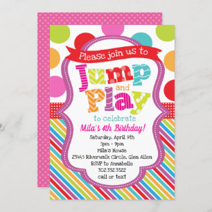 Invitation Jump & Play Polka Dot Strip Party