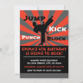 Invitation Jump Punch Kick Block Karate Party Anniversaire (Devant)