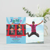 Invitation Jump Trampoline Anniversaire Blue Boys Photo (Debout devant)