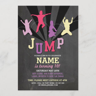 Invitation Jump Trampoline Anniversaire Fête Fille Rose Invit