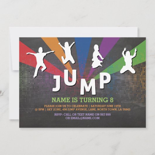 Invitation Jump Trampoline Anniversaire Fête Jumping Invitati (Devant)
