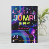 Invitation Jump Trampoline Colorée fille fête d'anniversaire (Debout devant)