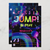 Invitation Jump Trampoline Colorée fille fête d'anniversaire (Devant / Derrière)