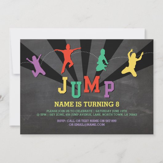 Invitation Jump Trampoline fête d'anniversaire Red Boys Invit (Devant)