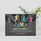 Invitation Jump Trampoline fête d'anniversaire Turquoises gar (Debout devant)
