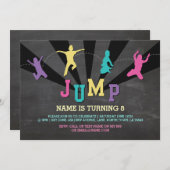 Invitation Jump Trampoline fête d'anniversaire Turquoises gar (Devant / Derrière)