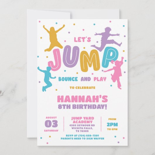 Invitation Jump Trampoline Park fête d'anniversaire (Devant)