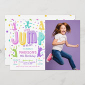 Invitation Jump Trampoline Park Photo Anniversaire (Devant / Derrière)