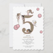 Invitation Jump & Tumble Gymnastics White 5th Birthday Party (Devant)