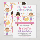 Invitation Jump Tumble Gymnastique anniversaire (Devant / Derrière)