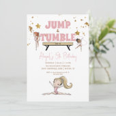 Invitation Jump & Tumble Gymnastique Anniversaire Fête Rose (Debout devant)