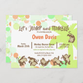 Invitation Jump Tumble Monkey Jungle Anniversaire (Devant / Derrière)