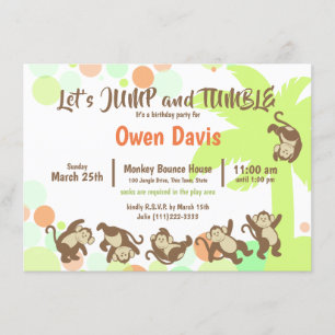 Invitation Jump Tumble Monkey Jungle Anniversaire