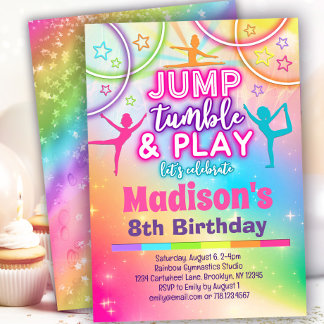 Invitation Jump Tumble & Play Rainbow Gymnastique Anniversair
