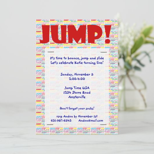Invitation Jump Words (Debout devant)