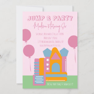 Invitation Jumping Bounce House Balloon Anniversaire