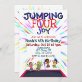 Invitation Jumping FOUR Joy, Trampoline 4th Birthday  (Devant / Derrière)
