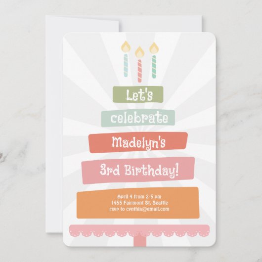 Invitation Jumping gâteau d'anniversaire (Devant)