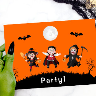 Invitation Jumping orange coloré Halloween Kids Party