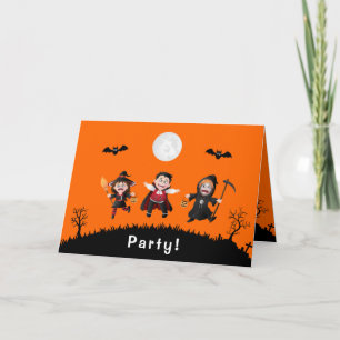 Invitation Jumping orange coloré Halloween Kids Party
