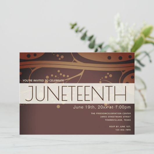 Invitation Junetdix Brown Cream Freedom Celebration (Debout devant)
