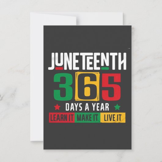 Invitation Juneteenth 365 jours par an Apprenez-le comme il v (Devant)