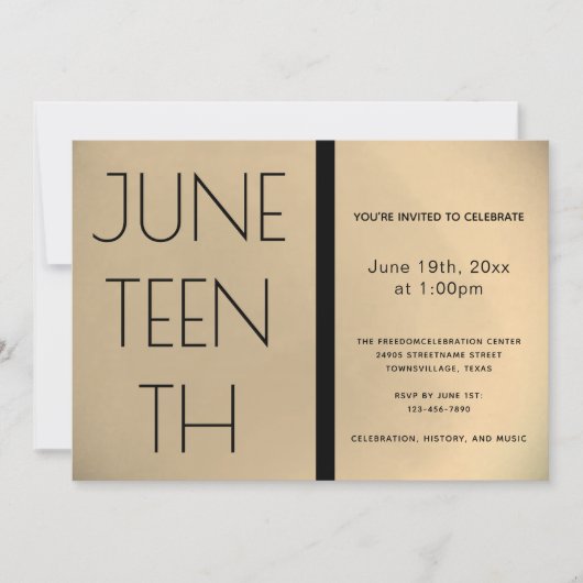 Invitation Junetten Gold Black Freedom Celebration (Devant)