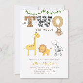 Invitation Jungle 2e anniversaire Invitations, Singe Giraffe (Devant)