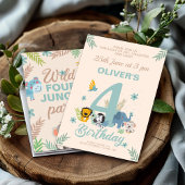 Invitation Jungle Adventure Blue Quatrième anniversaire