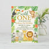 Invitation Jungle Animal 1er fête d'anniversaire (Debout devant)