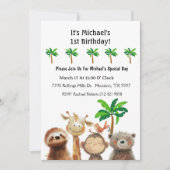 Invitation Jungle Animal 1er fête d'anniversaire (Devant)