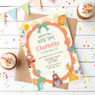 Invitation Jungle Animal Birthday Invite | Cute Safari Animal