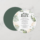 Invitation Jungle Animal Botanical Moderne Baby shower de gar (Devant / Derrière)