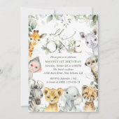 Invitation Jungle Animals, Safari, Wild One, First Birthday (Devant)