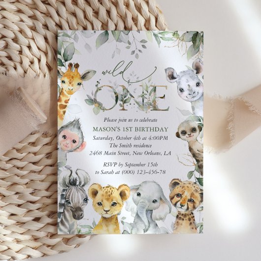 Invitation Jungle Animals, Safari, Wild One, First Birthday