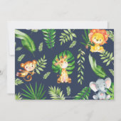 Invitation Jungle Animaux 1er Anniversaire Vert Safari Photo (Dos)