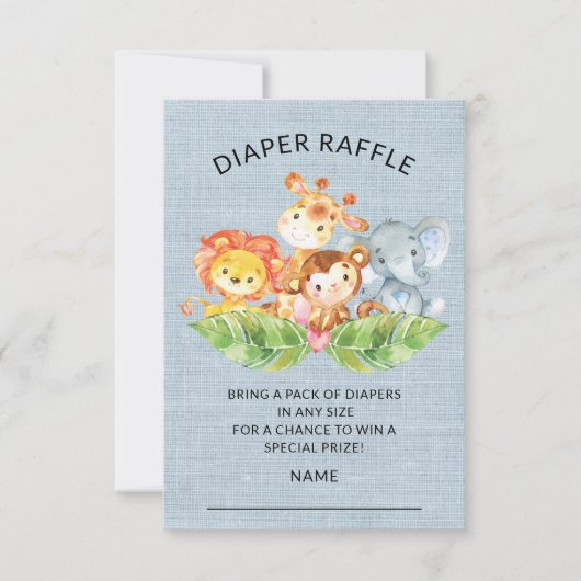 Invitation Jungle Animaux Baby shower Déchets Raffle Ticket (Devant)