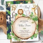 Invitation Jungle Animaux Baby shower Verdure Safari Garçon<br><div class="desc">Personnalisez cette formidable invitation de baby shower Jungle Animals avec vos détails facilement et rapidement. Tous les textes sont modifiables ! Idéal pour la douche pour bébé garçon, , douche neutre genre, révélateur de genre et plus encore. Doté d'adorables animaux de la jungle peints à la main et d'une végétation...</div>