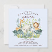 Invitation Jungle Animaux Baby showers garçons (Devant)