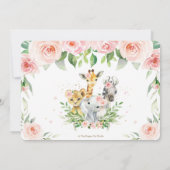 Invitation Jungle Animaux Blush Floral 1er Anniversaire Photo (Dos)