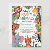 Invitation Jungle Animaux de Fête Anniversaire (Devant)