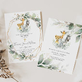 Invitation Jungle Animaux de la verdure chic Baptême Christen