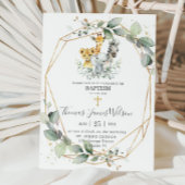 Invitation Jungle Animaux de la verdure chic Baptême Christen