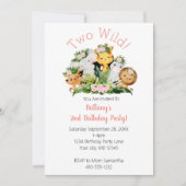 Invitation Jungle Animaux Deux Sauvages 2e fête d'anniversair (Devant)